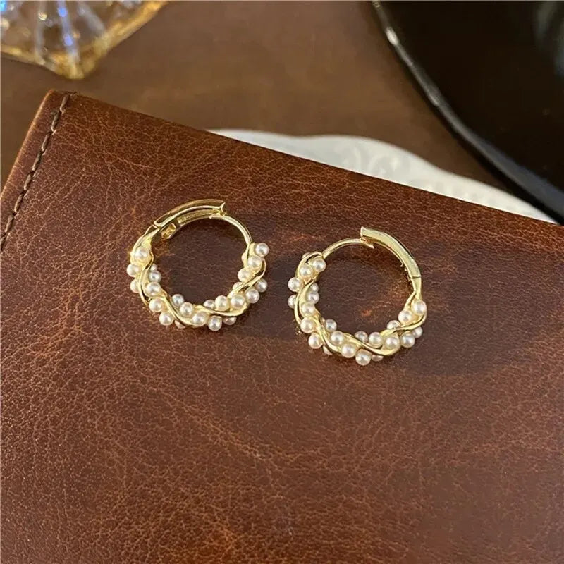 Éclat™ French Imitation Pearl Circle Hoop Earrings