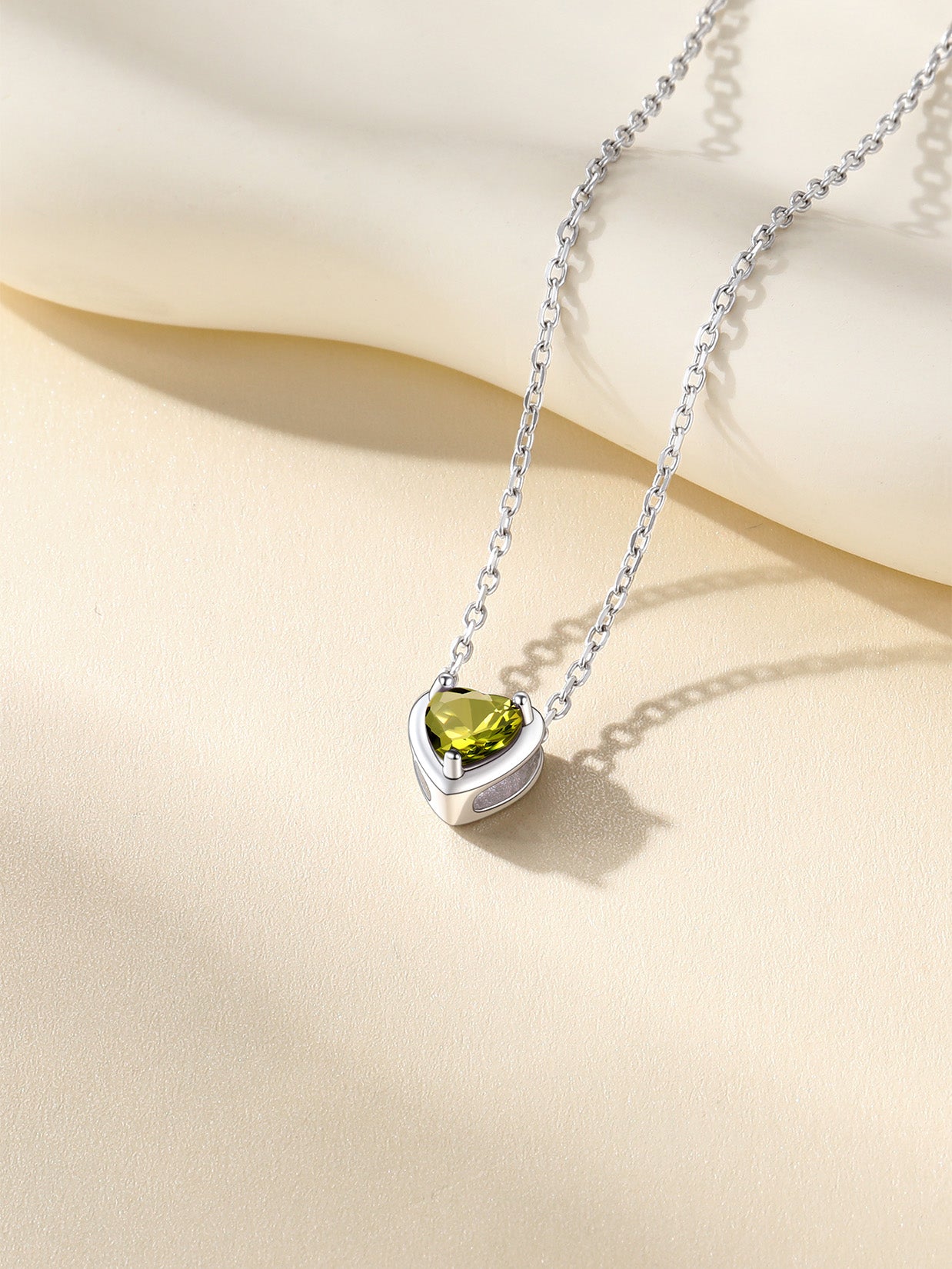 Suplight Silver Heart Birthstone Necklace