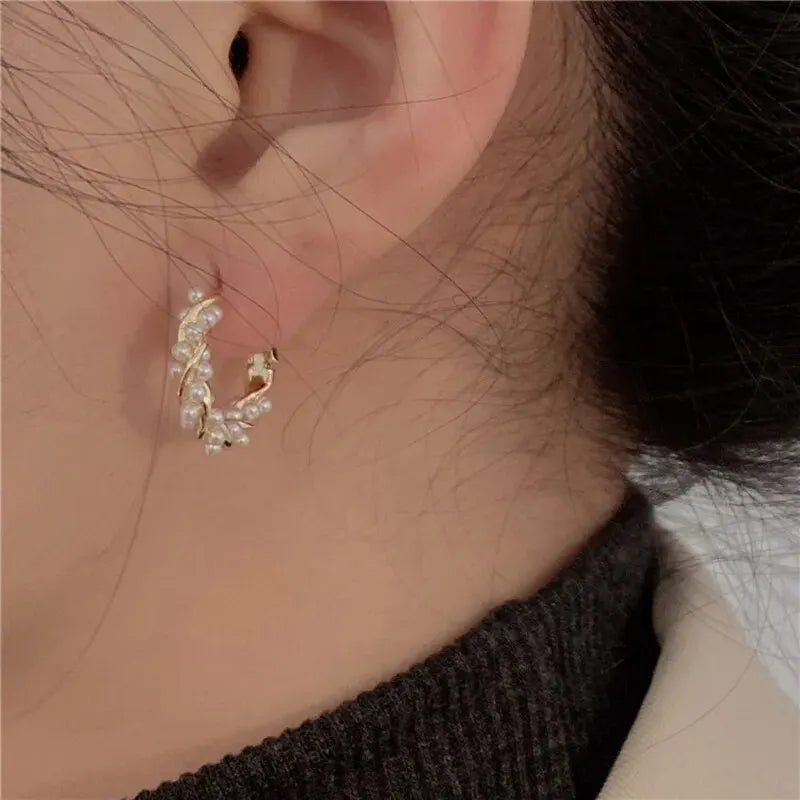 Éclat™ French Imitation Pearl Circle Hoop Earrings