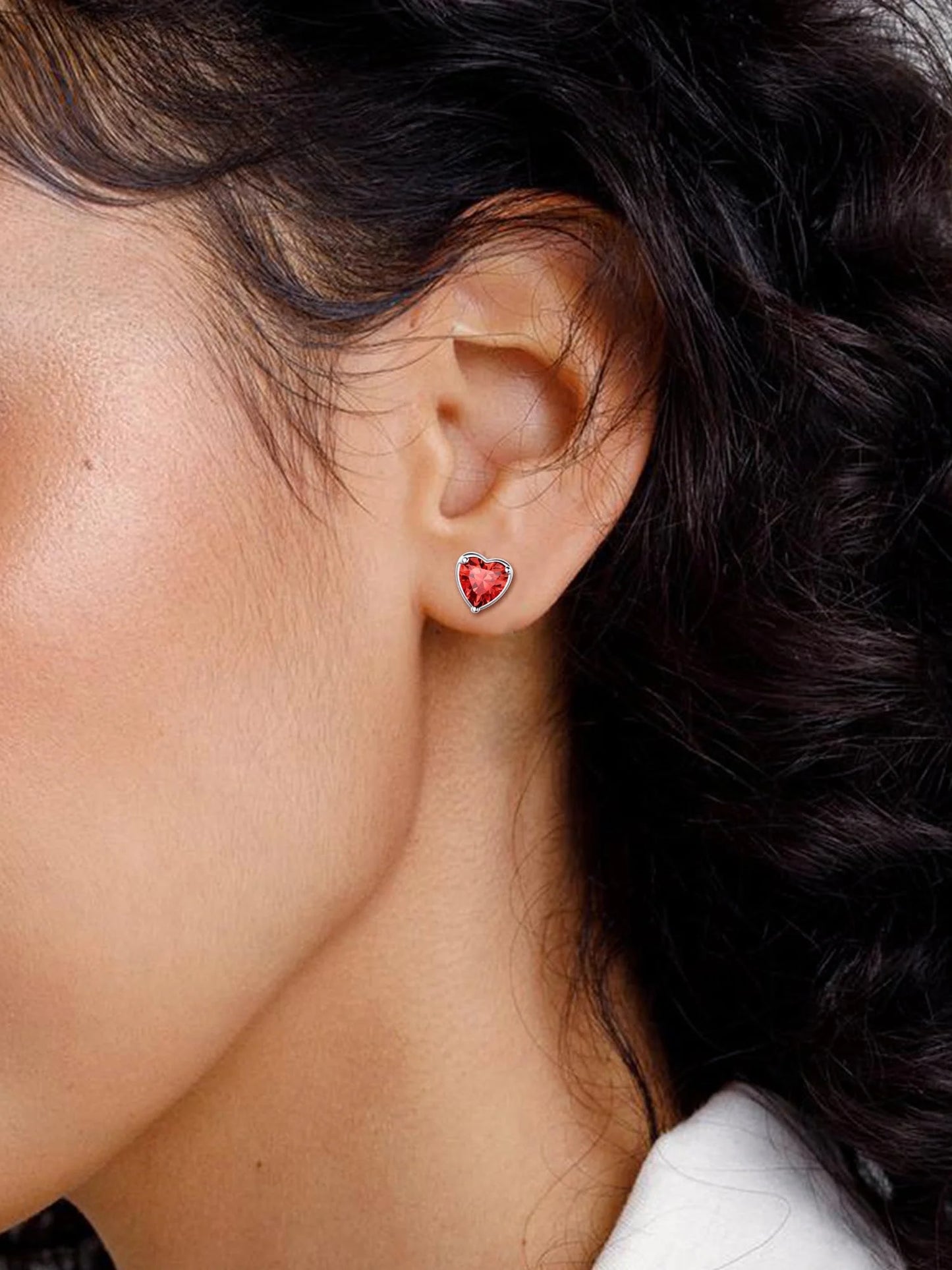 Timeless Heart Birthstone Stud Earrings