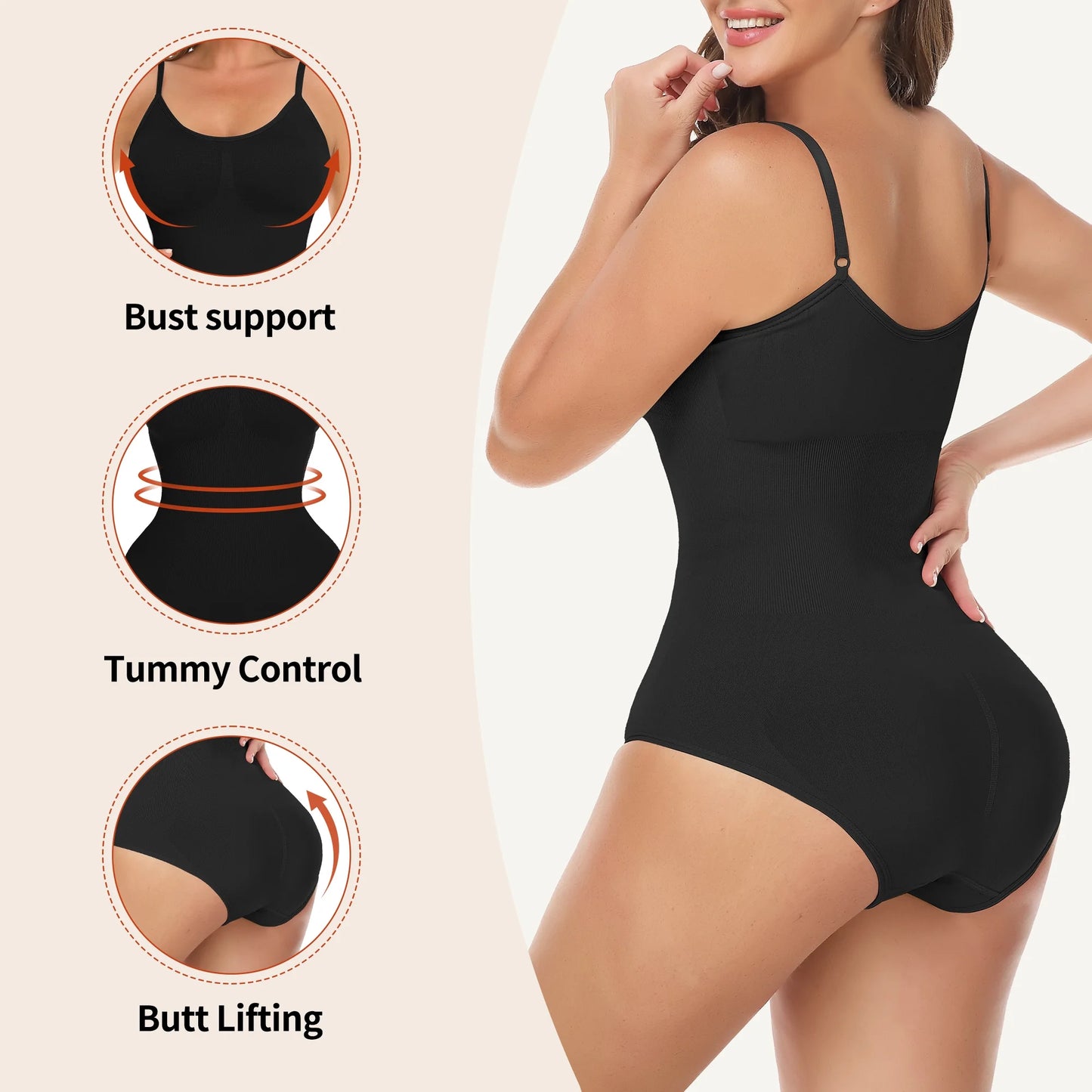 KIWI RATA Women’s Seamless Shapewear Bodysuit