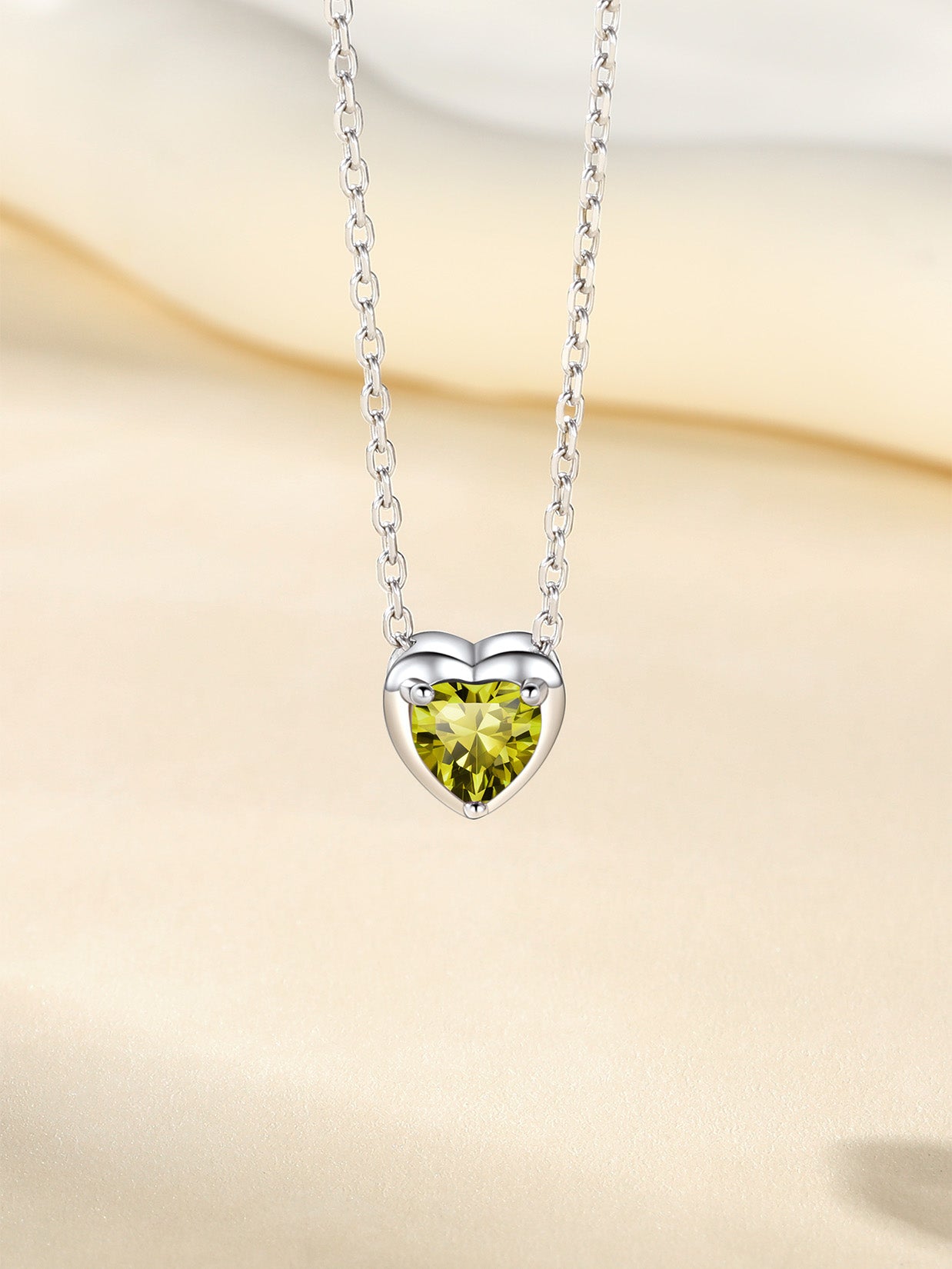 Suplight Silver Heart Birthstone Necklace