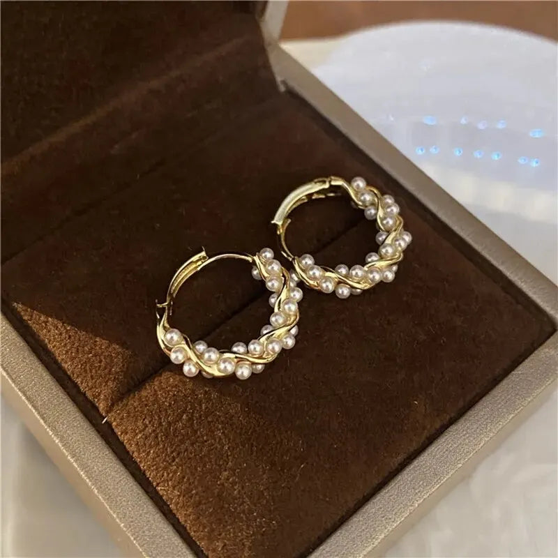 Éclat™ French Imitation Pearl Circle Hoop Earrings