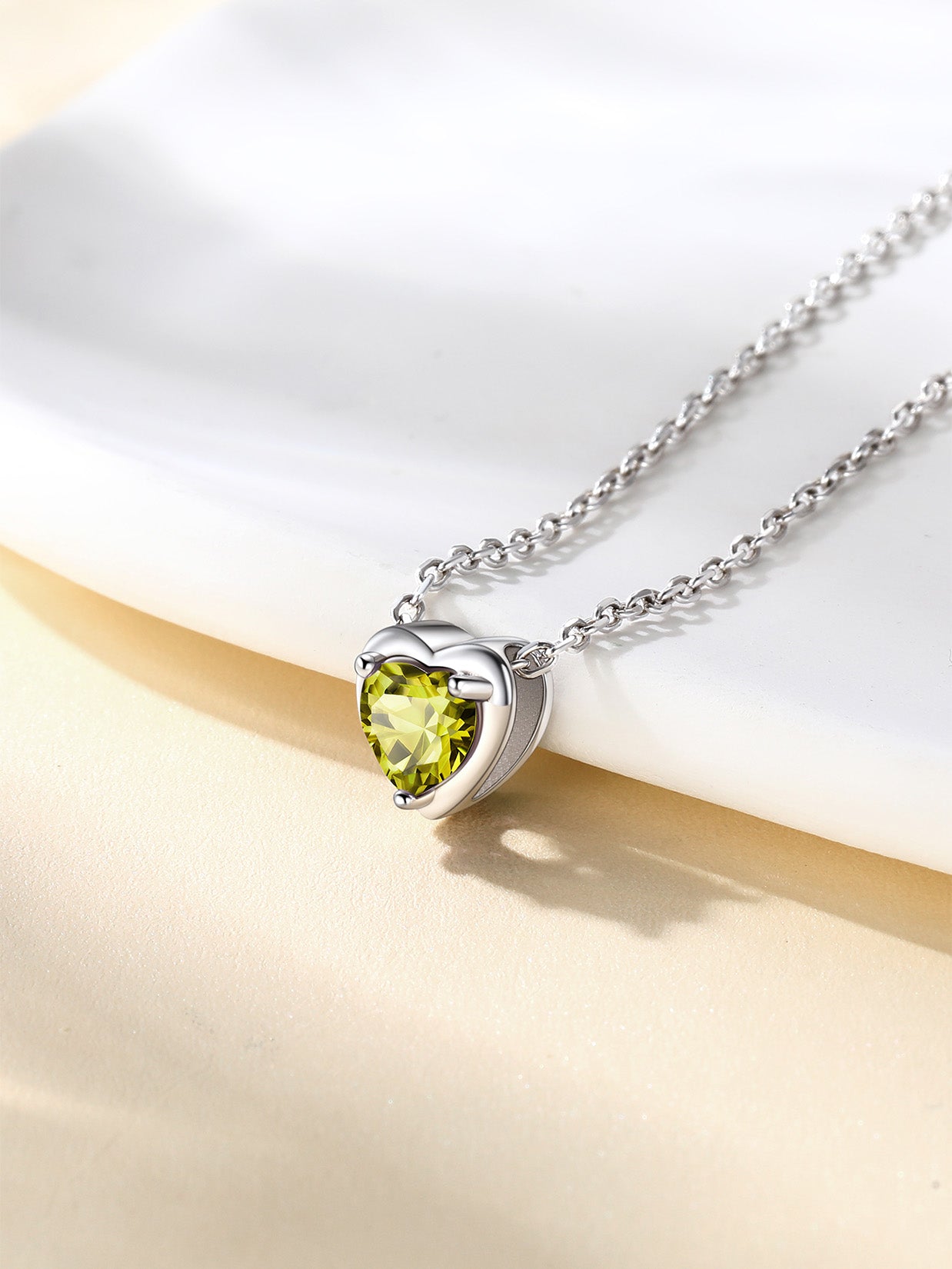 Suplight Silver Heart Birthstone Necklace