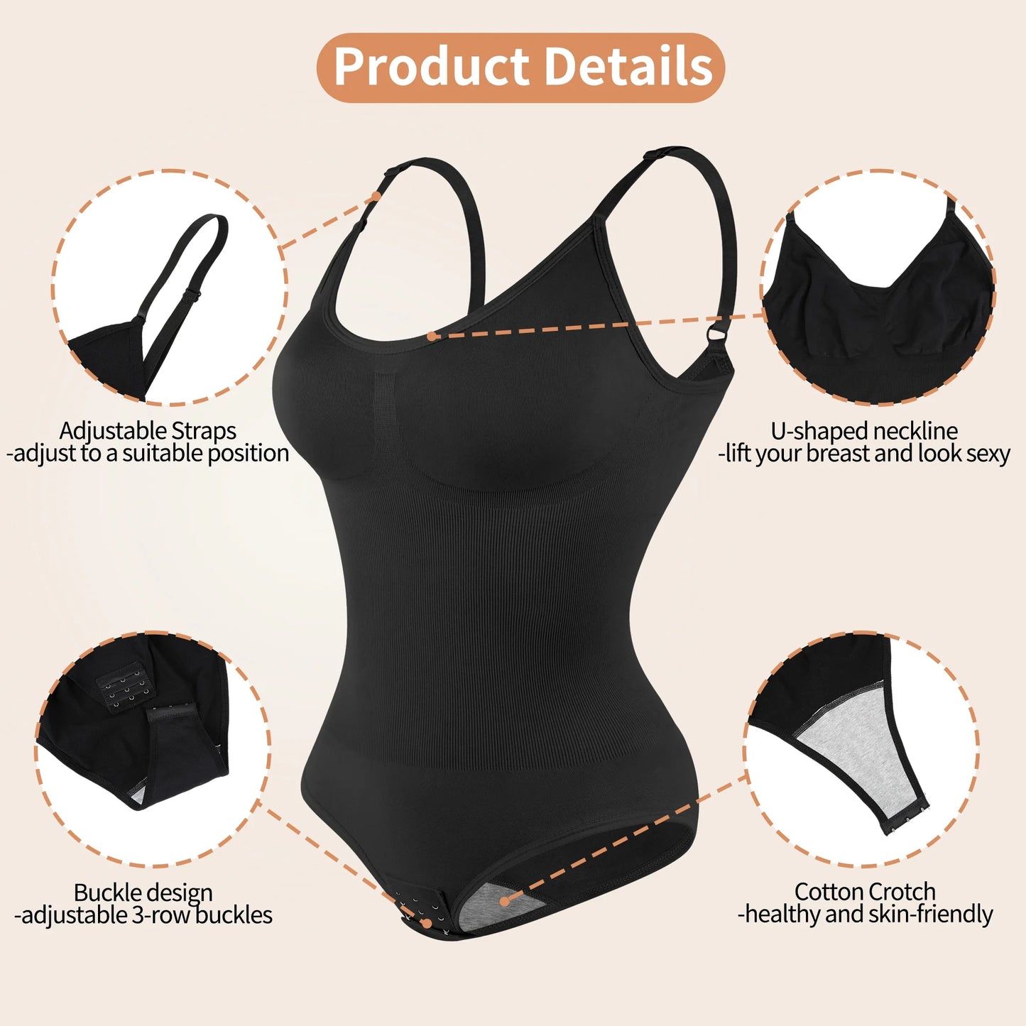 KIWI RATA Women’s Seamless Shapewear Bodysuit