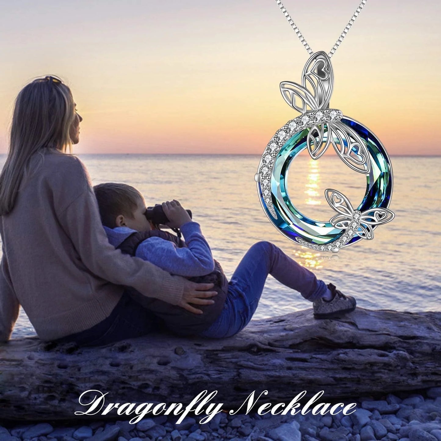 Ayana Dragonfly Blue Crystal Necklace