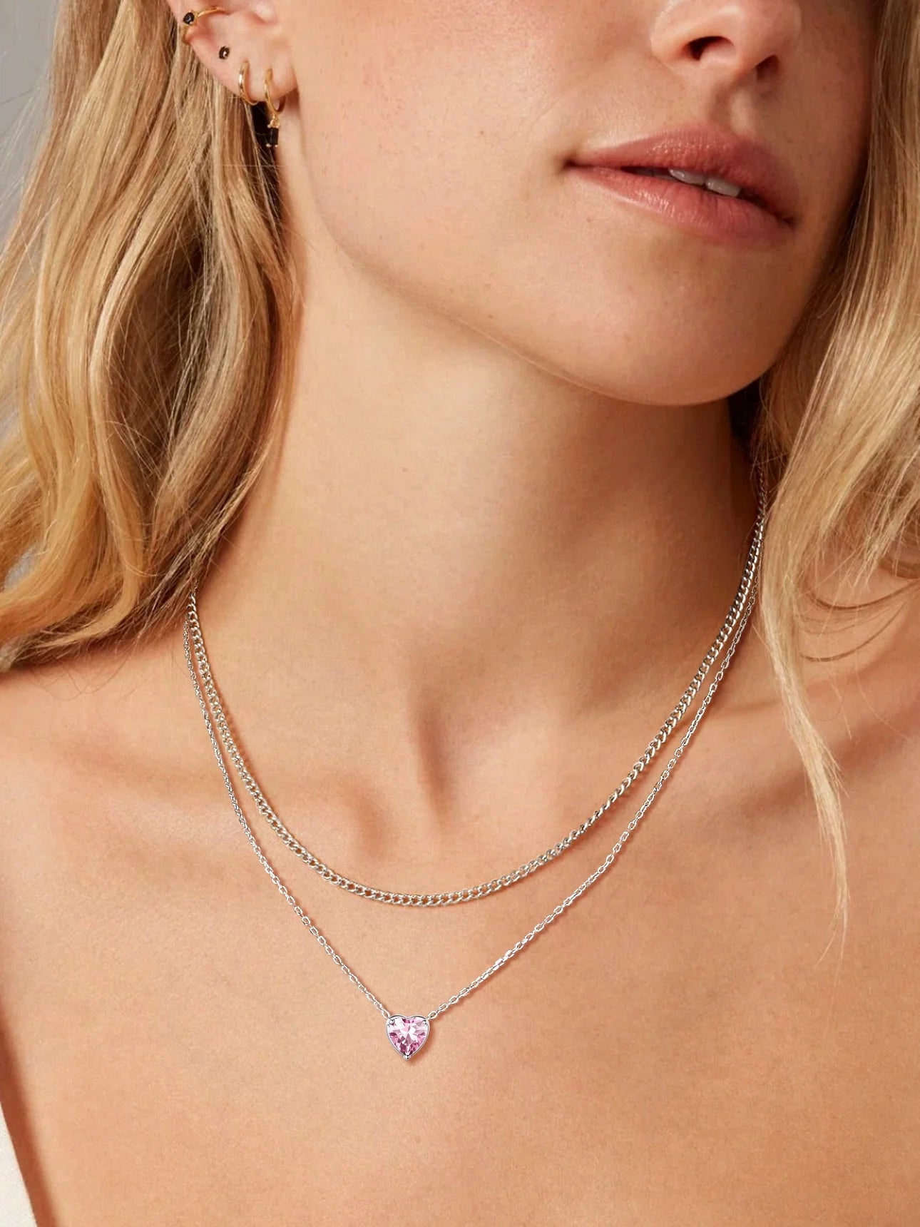 Forever Shine™ Sterling Silver Birthstone Heart Necklace