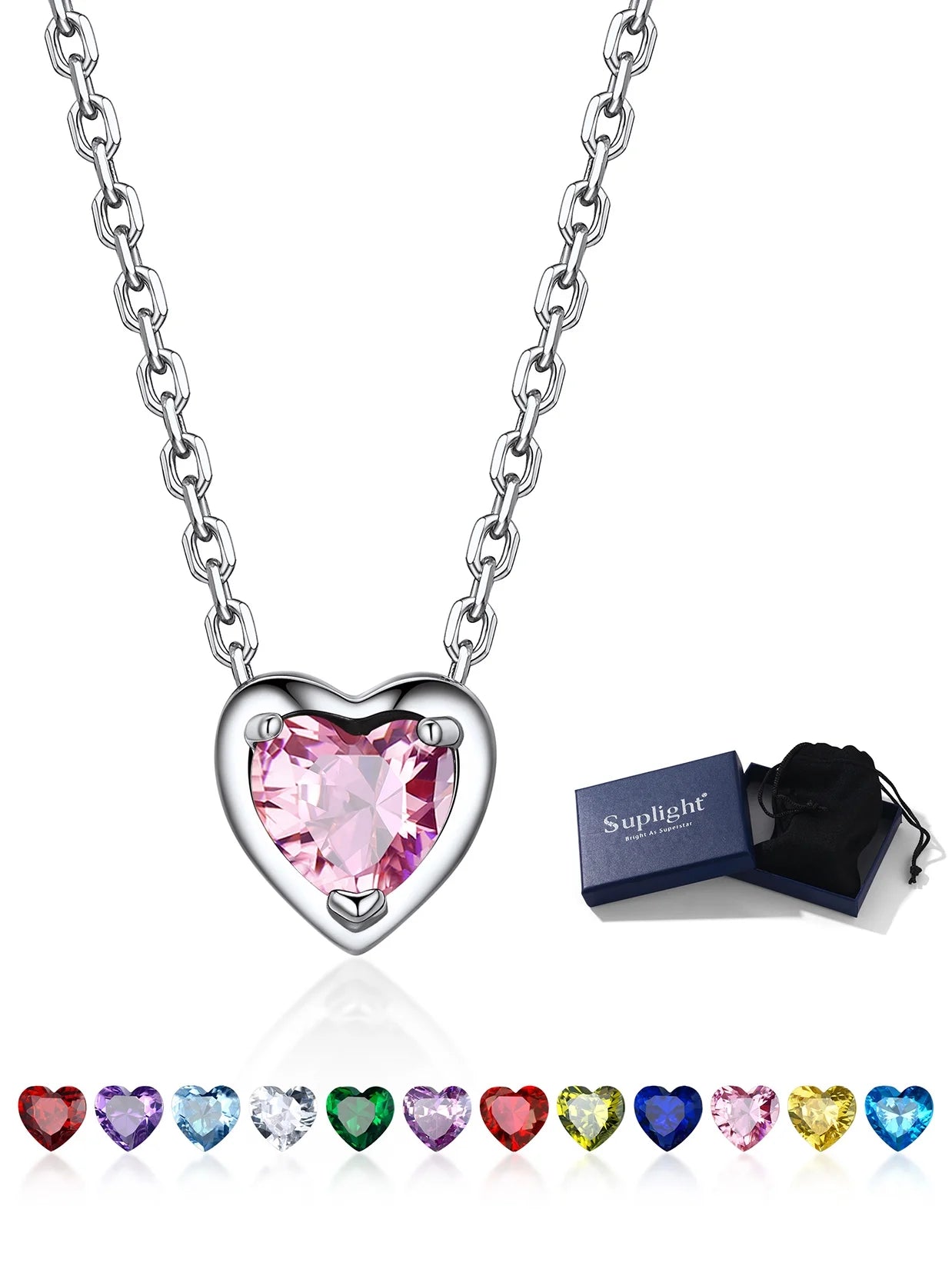 Forever Shine™ Sterling Silver Birthstone Heart Necklace
