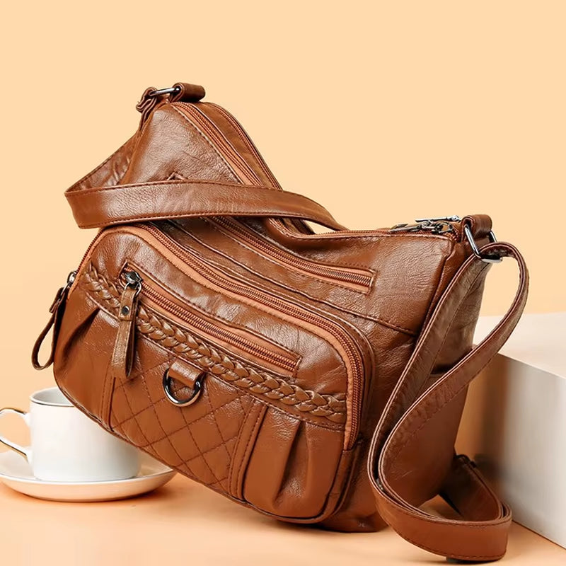 Stylish PU Woven Crossbody Bag