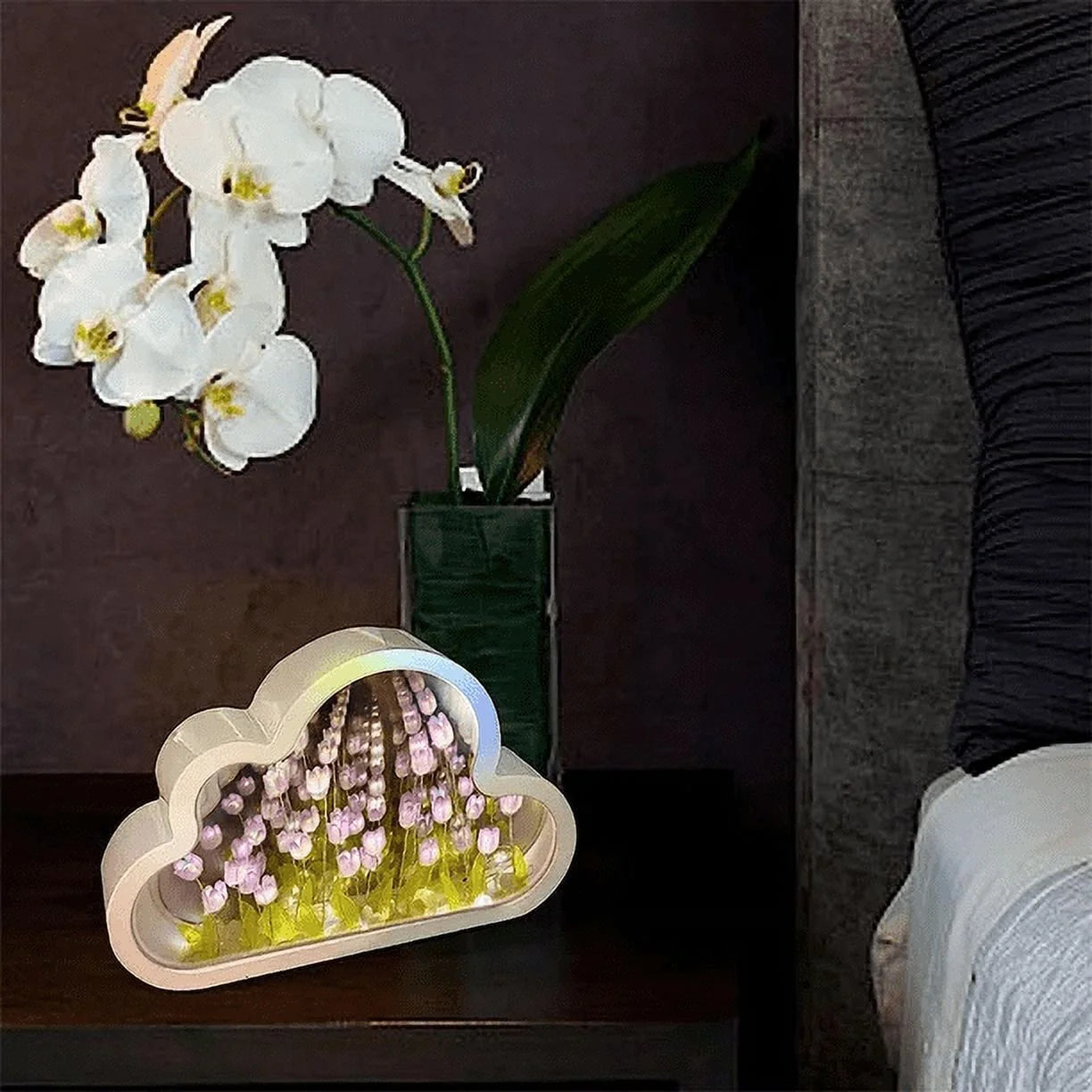 Cloud Mirror Tulip Lamp — Dual-Function Night Light & Mirror