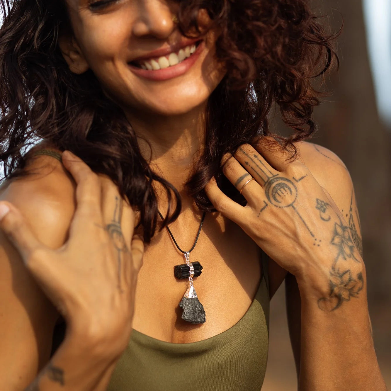Ayana Black Tourmaline & Kyanite Healing Crystal Necklace