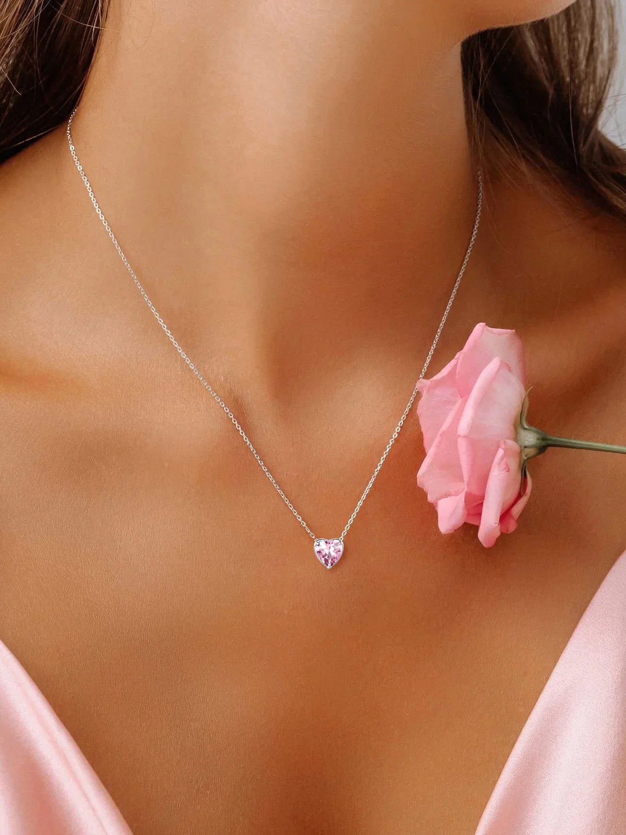 Forever Shine™ Sterling Silver Birthstone Heart Necklace