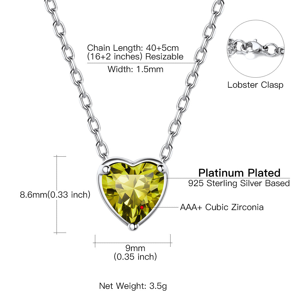 Suplight Silver Heart Birthstone Necklace