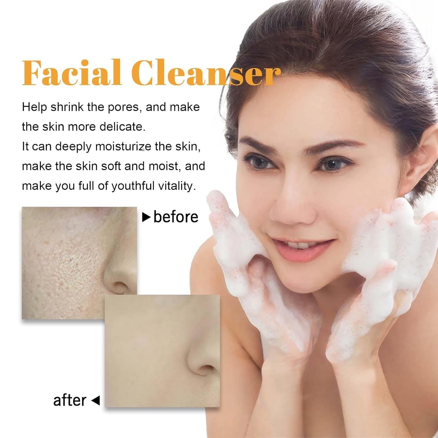 2 Pc Turmeric Glow Wash Face Wash with Brush, Deep Cleansing Facial Skin Turmeric Foaming Face Wash.