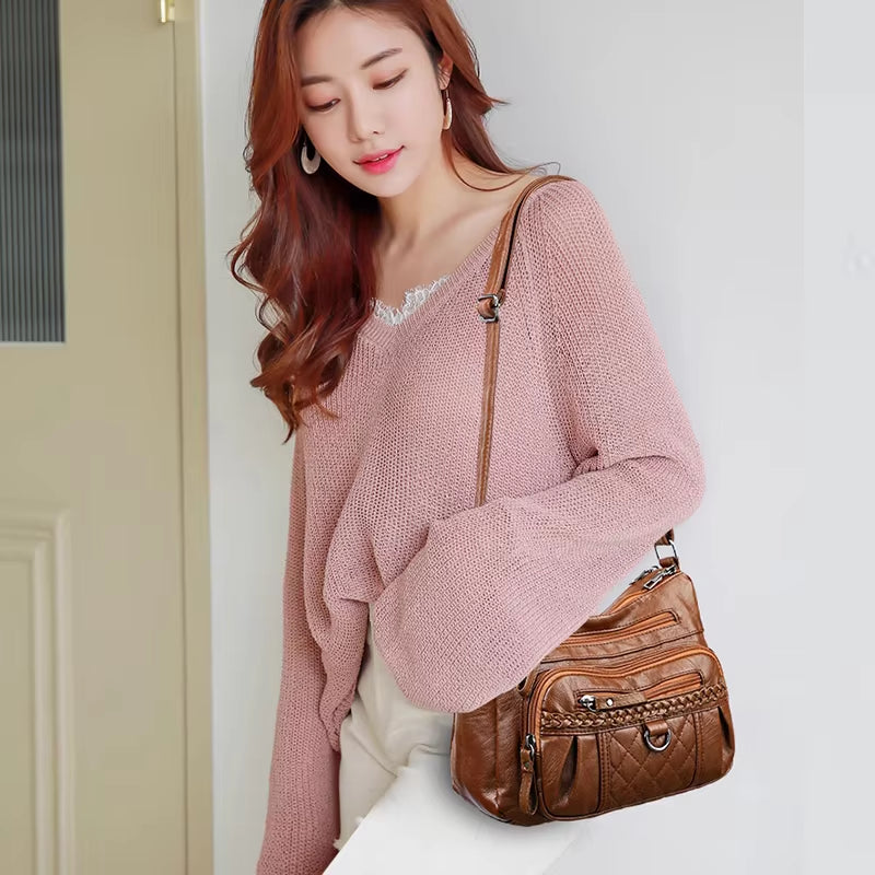 Stylish PU Woven Crossbody Bag