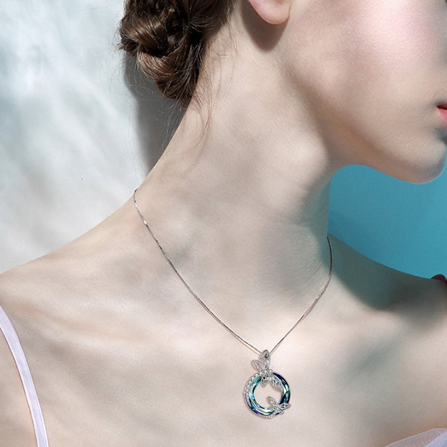 Ayana Dragonfly Blue Crystal Necklace