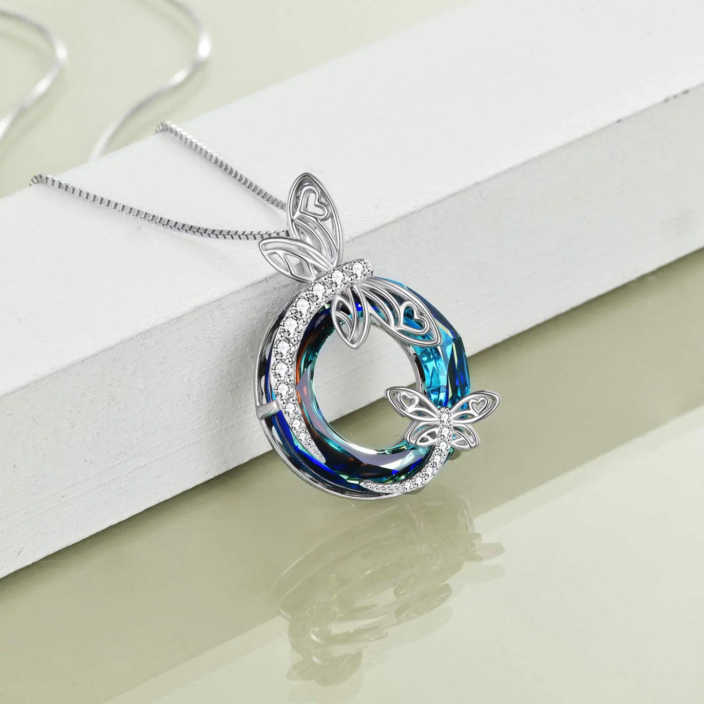 Ayana Dragonfly Blue Crystal Necklace