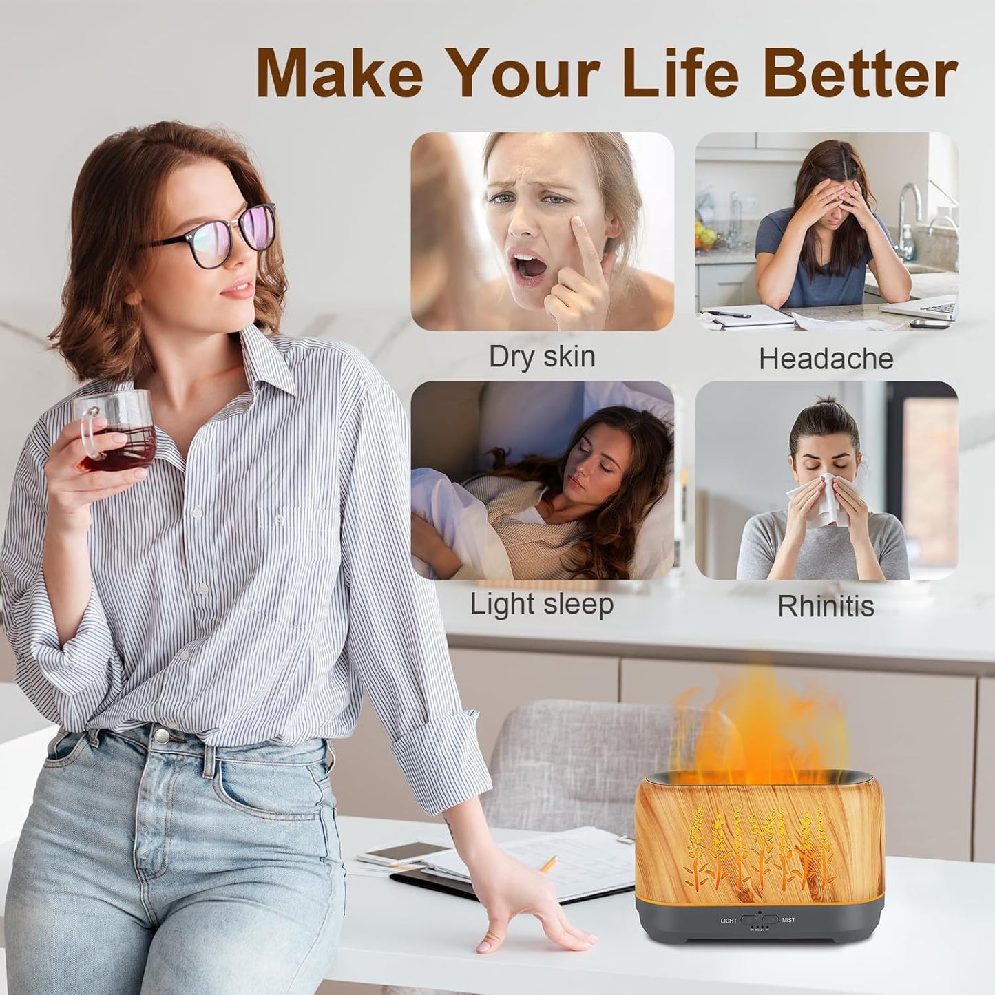 AromaFlame™ Essential Oil Diffuser & Humidifier
