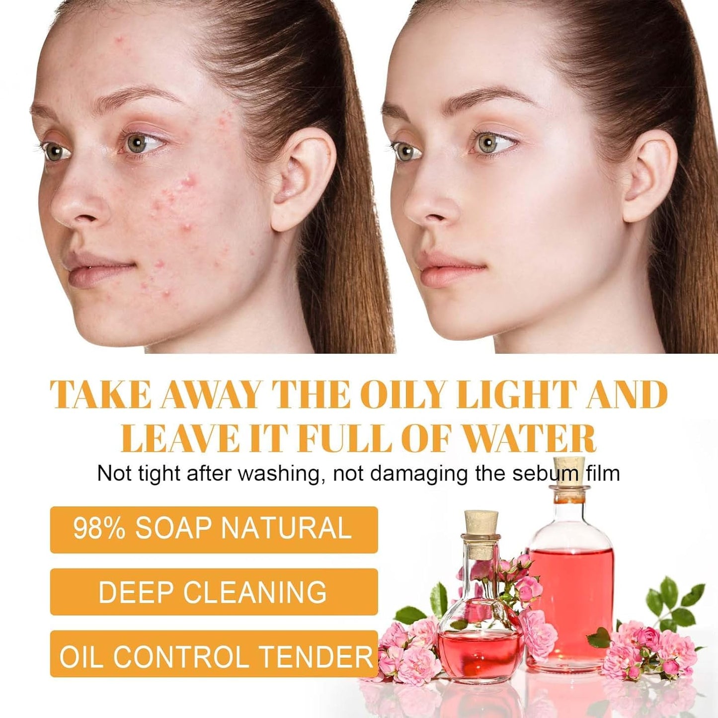 2 Pc Turmeric Glow Wash Face Wash with Brush, Deep Cleansing Facial Skin Turmeric Foaming Face Wash.