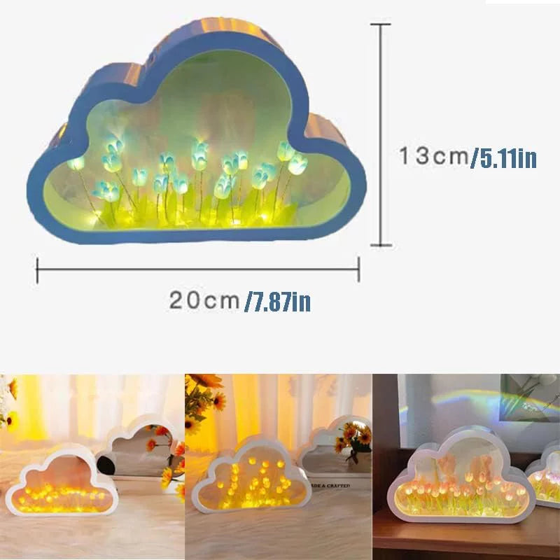 Cloud Mirror Tulip Lamp — Dual-Function Night Light & Mirror