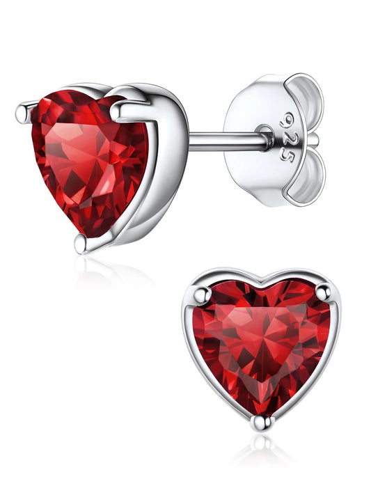 Timeless Heart Birthstone Stud Earrings