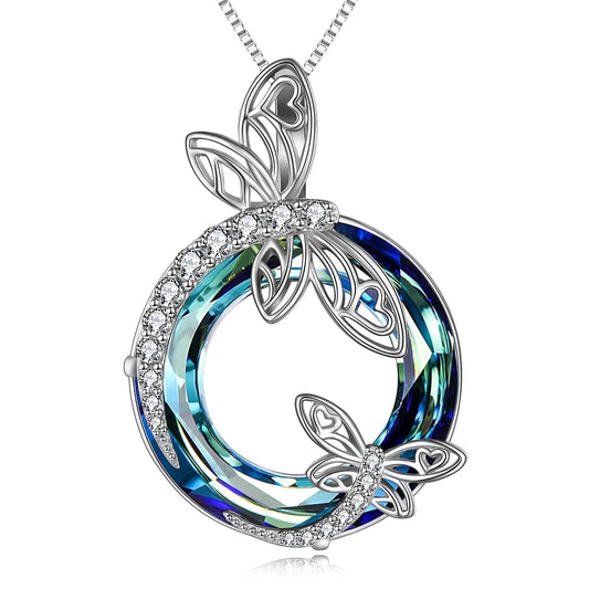 Ayana Dragonfly Blue Crystal Necklace
