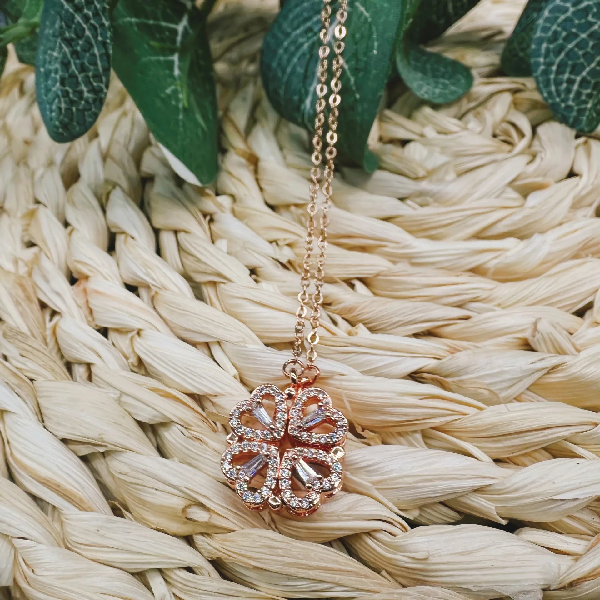 ​​​​​​​Lucky Clover™ Four-Leaf Clover Heart Necklace