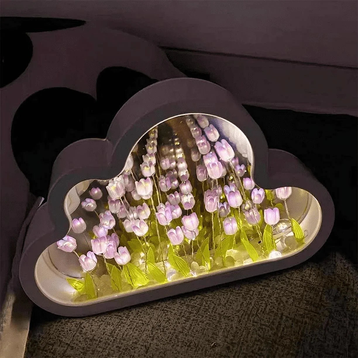 Cloud Mirror Tulip Lamp — Dual-Function Night Light & Mirror