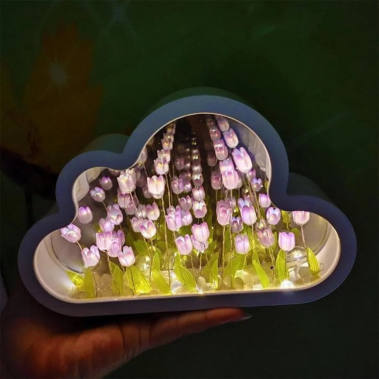 Cloud Mirror Tulip Lamp — Dual-Function Night Light & Mirror