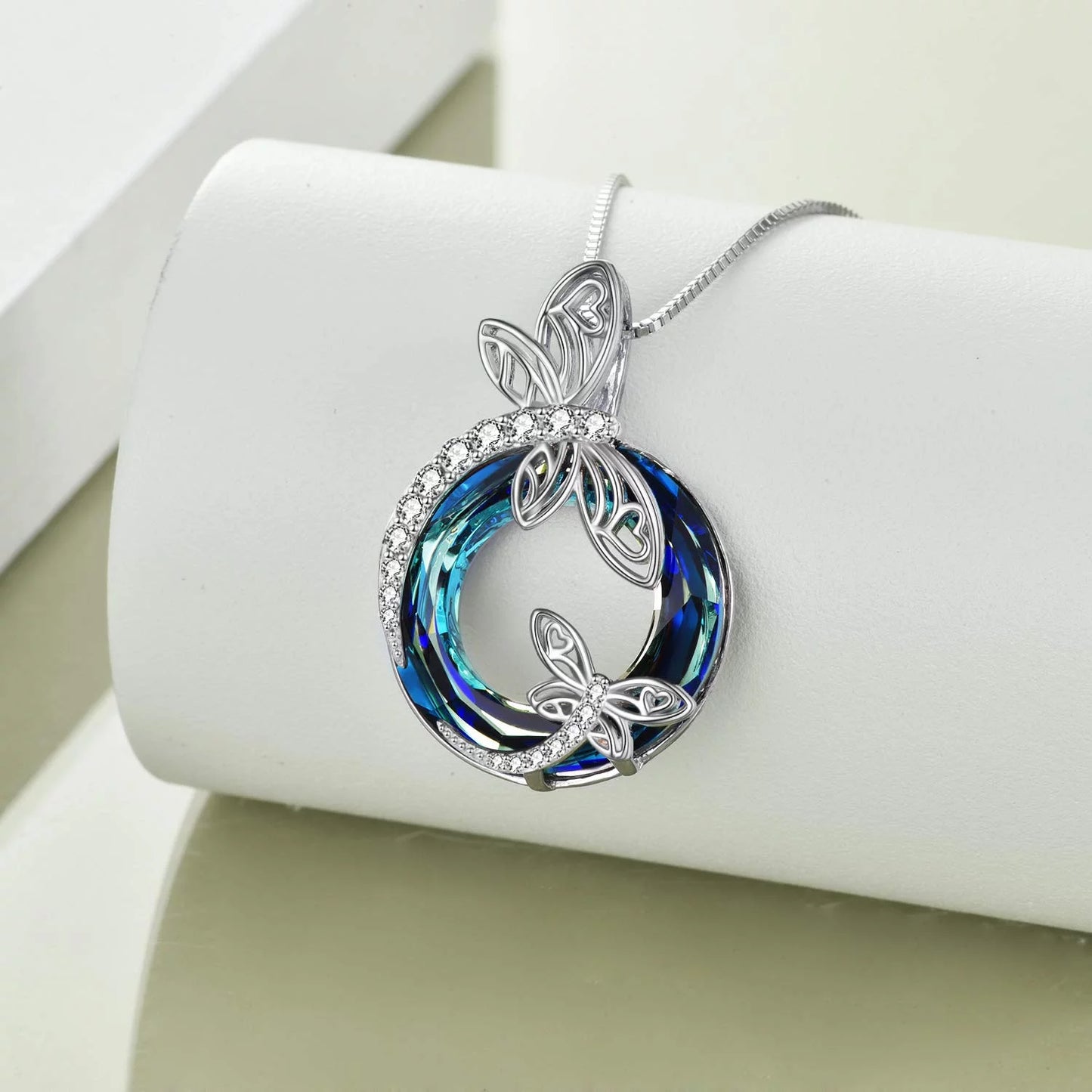 Ayana Dragonfly Blue Crystal Necklace