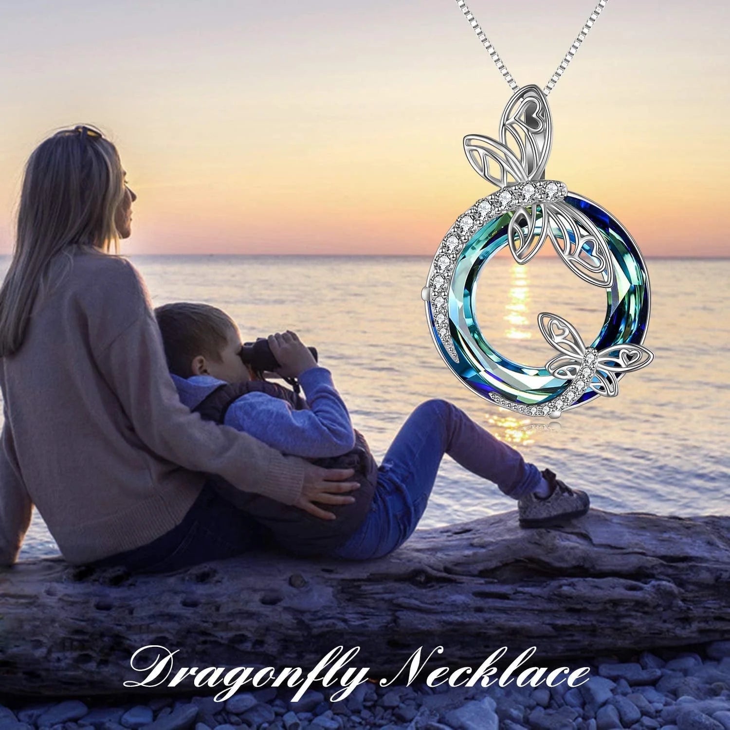 Ayana Dragonfly Blue Crystal Necklace