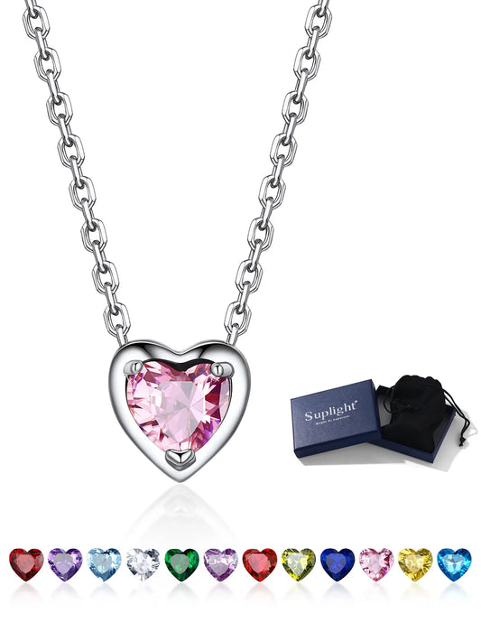 Forever Shine™ Sterling Silver Birthstone Heart Necklace