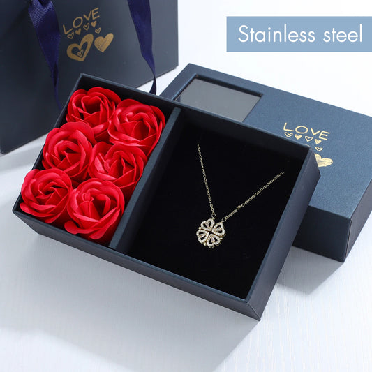 ​​​​​​​Lucky Clover™ Four-Leaf Clover Heart Necklace