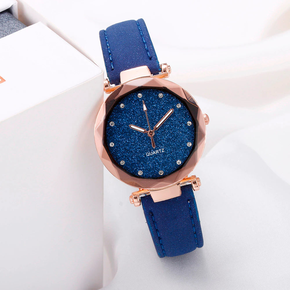 Ladies Fashion Korean Rhinestone Rose Gold Quartz Watch Female Belt Watch Women'S Watches Fashion Clock Watch Women Watches #Vk