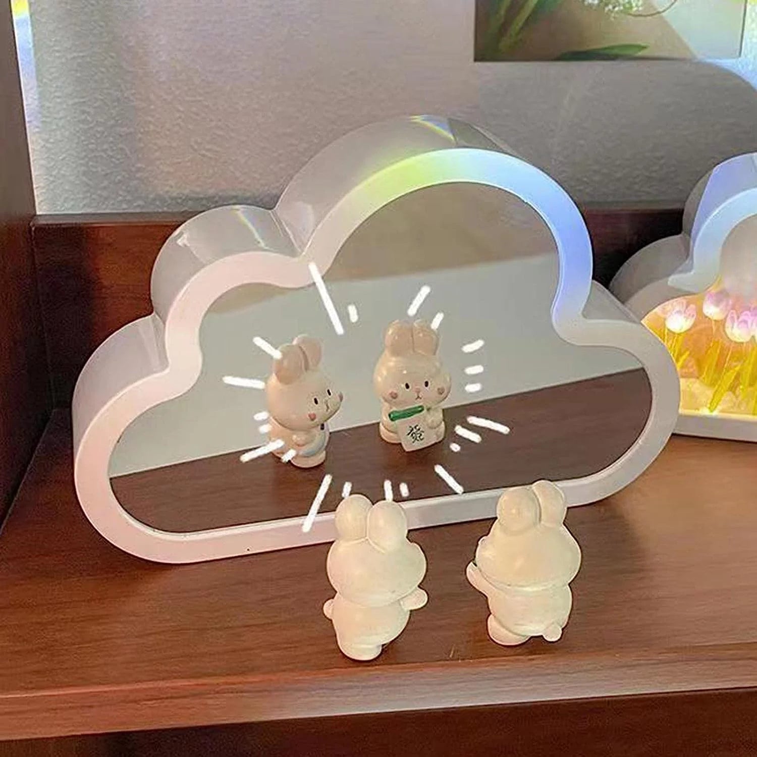 Cloud Mirror Tulip Lamp — Dual-Function Night Light & Mirror
