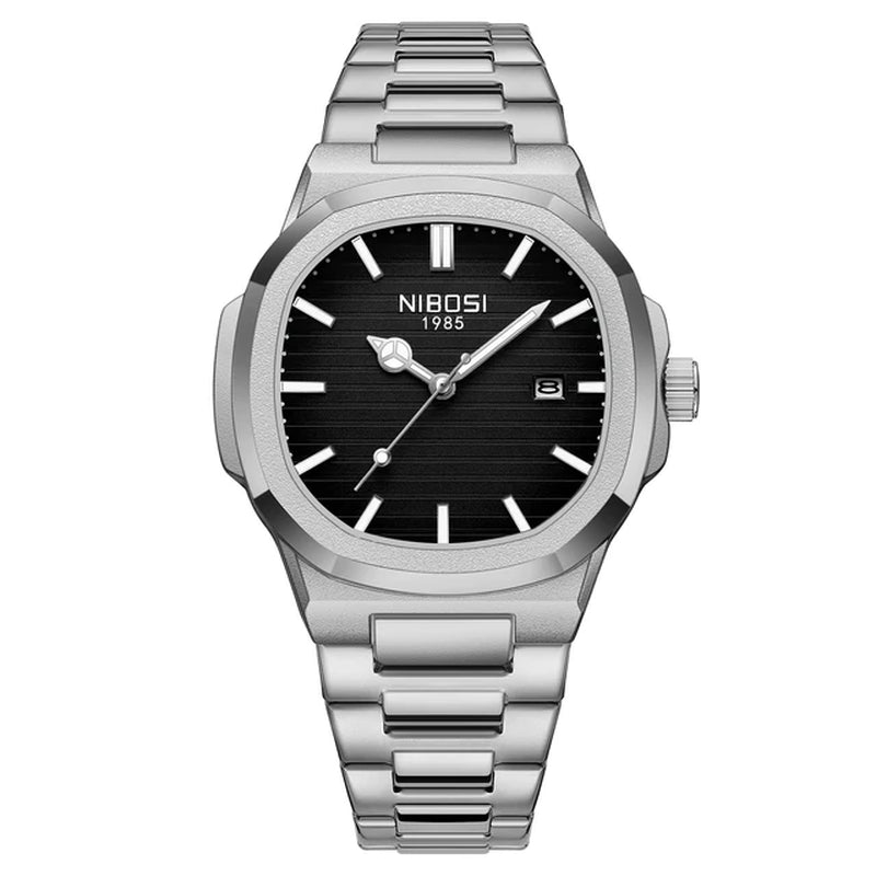 NIBOSI Luxury Watch Business Waterproof Male Clock Luminous Date Stainless Steel Square Quartz Men Watch Reloj Relogio Masculino