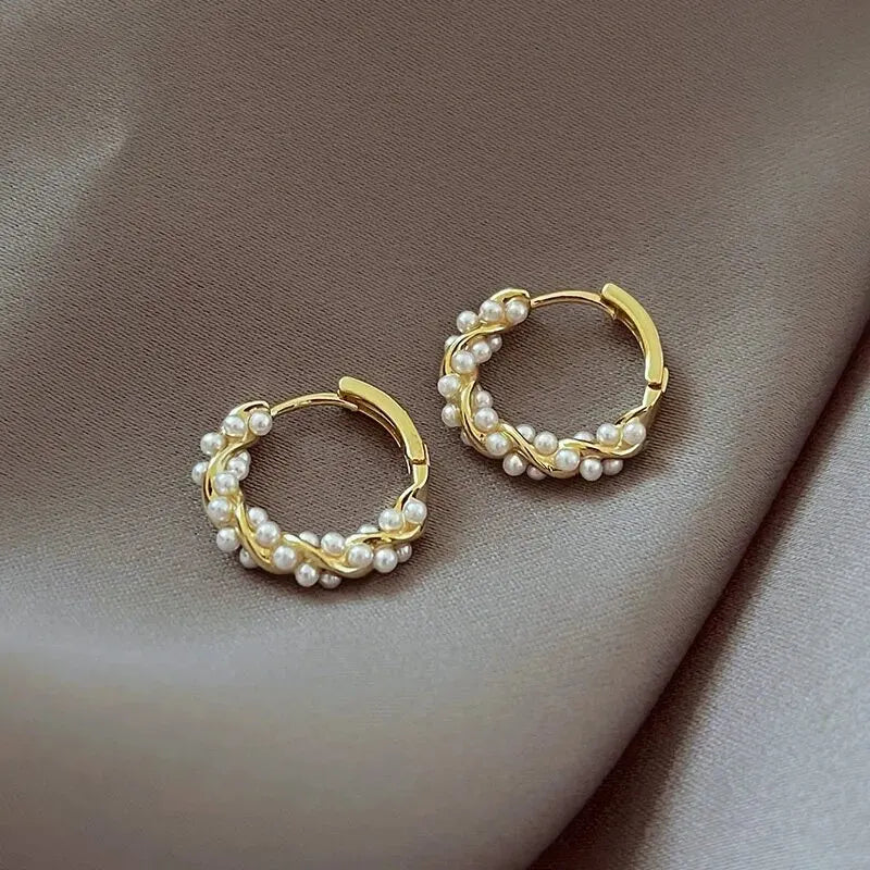 Éclat™ French Imitation Pearl Circle Hoop Earrings