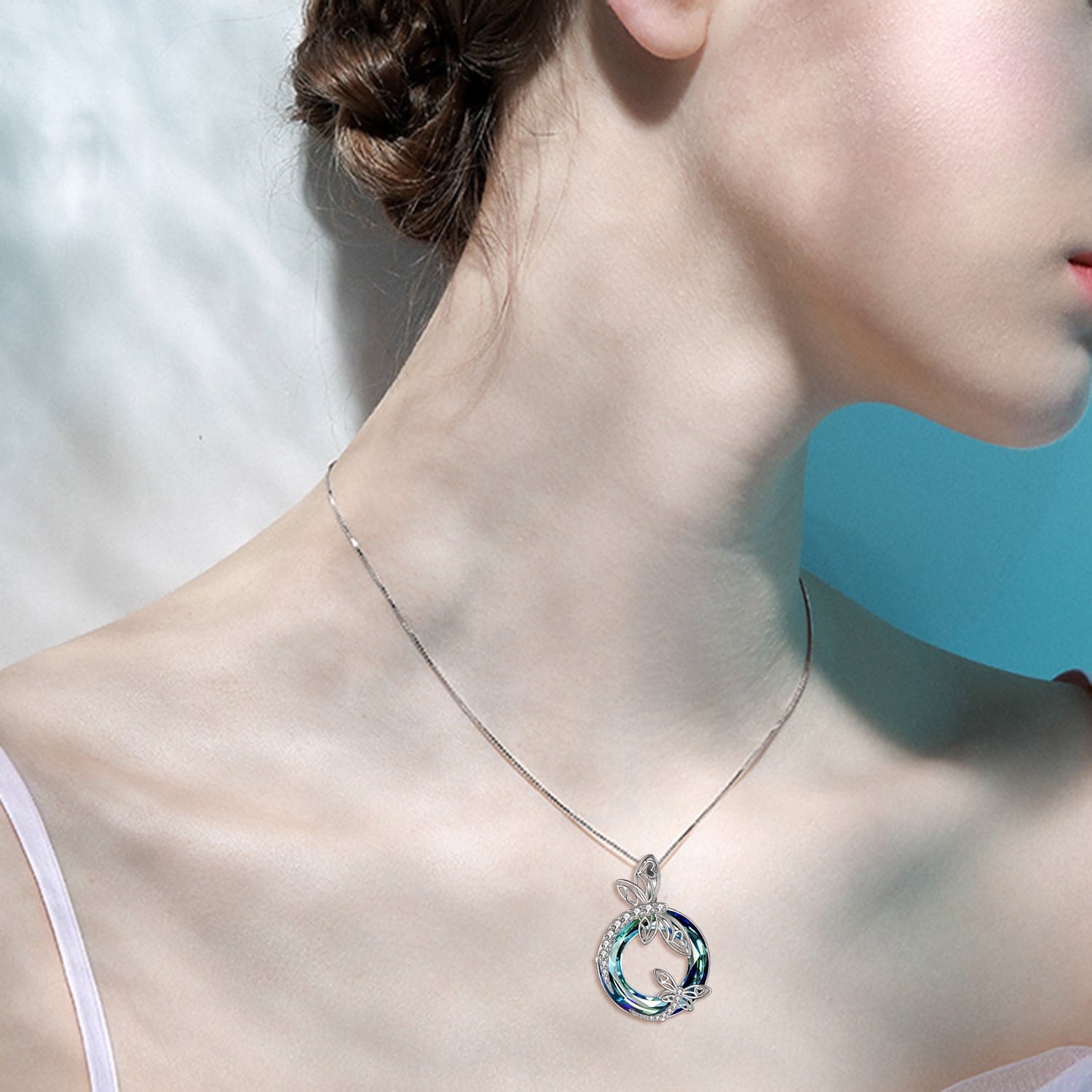 Ayana Dragonfly Blue Crystal Necklace