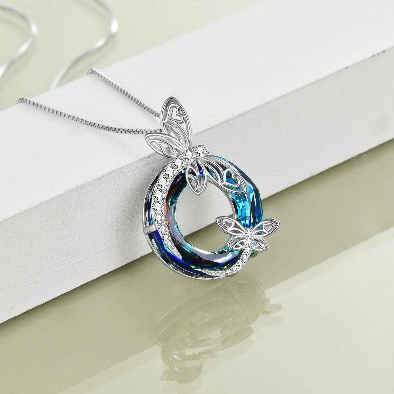 Ayana Dragonfly Blue Crystal Necklace